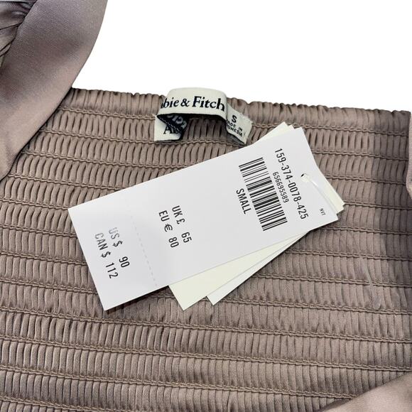 Abercrombie & Fitch Dress Emerson Taupe Pleated Party Balloon Sleeve NWT - Picture 6 of 8